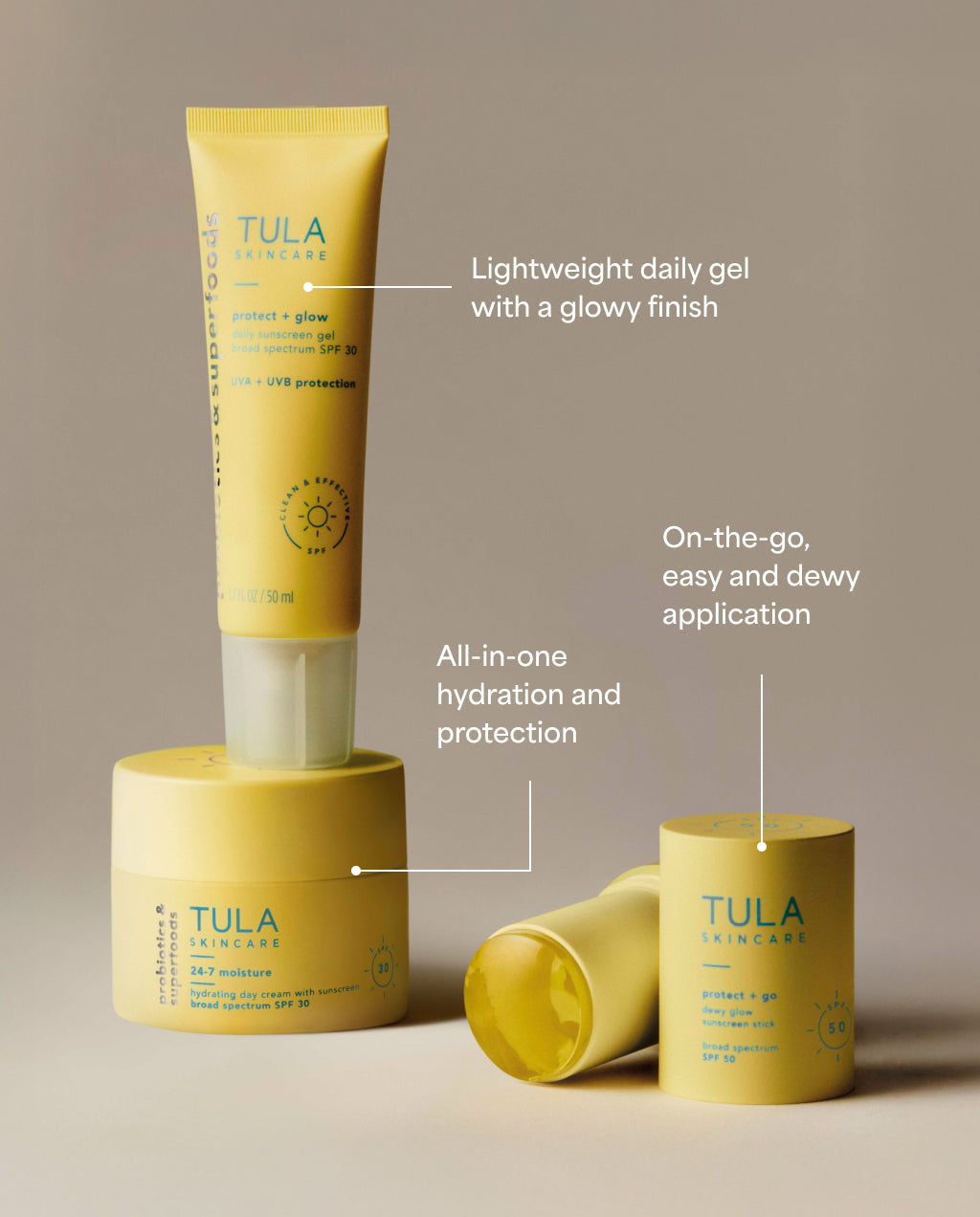 tula protect + Glow products
